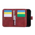 iPhone Duo Wallet Case with 8 Card Slots and Wrist Strap - Red