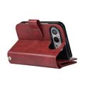 iPhone Duo Wallet Case with 8 Card Slots and Wrist Strap - Red