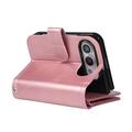 iPhone Duo Wallet Case with 8 Card Slots and Wrist Strap - Rose Gold