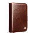 iPhone Fold Qialino Classic Wallet Leather Case - Dark Brown