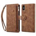 iPhone X/XS Esseble Zipper Wallet Case with Wrist Strap - Brown