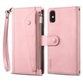 iPhone X/XS Esseble Zipper Wallet Case with Wrist Strap - Pink