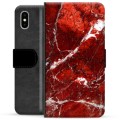 iPhone X / iPhone XS Premium Wallet Case - Red Marble