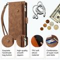iPhone XR Esseble Zipper Wallet Case with Wrist Strap - Brown