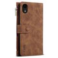 iPhone XR Esseble Zipper Wallet Case with Wrist Strap - Brown