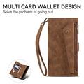 iPhone XR Esseble Zipper Wallet Case with Wrist Strap - Brown
