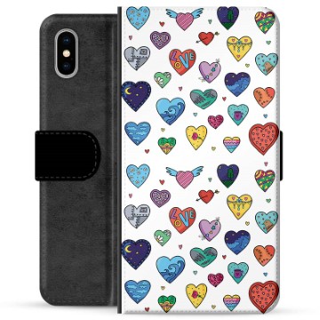 iPhone X / iPhone XS Premium Wallet Case - Hearts