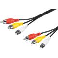 Goobay Composite Audio & Video Cable - 3x RCA Plugs - Nickel Plated - 3m