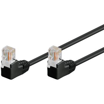 Goobay RJ45 U/UTP CAT 5e 2x 90-degree Angled Network Cable - 2m - Black