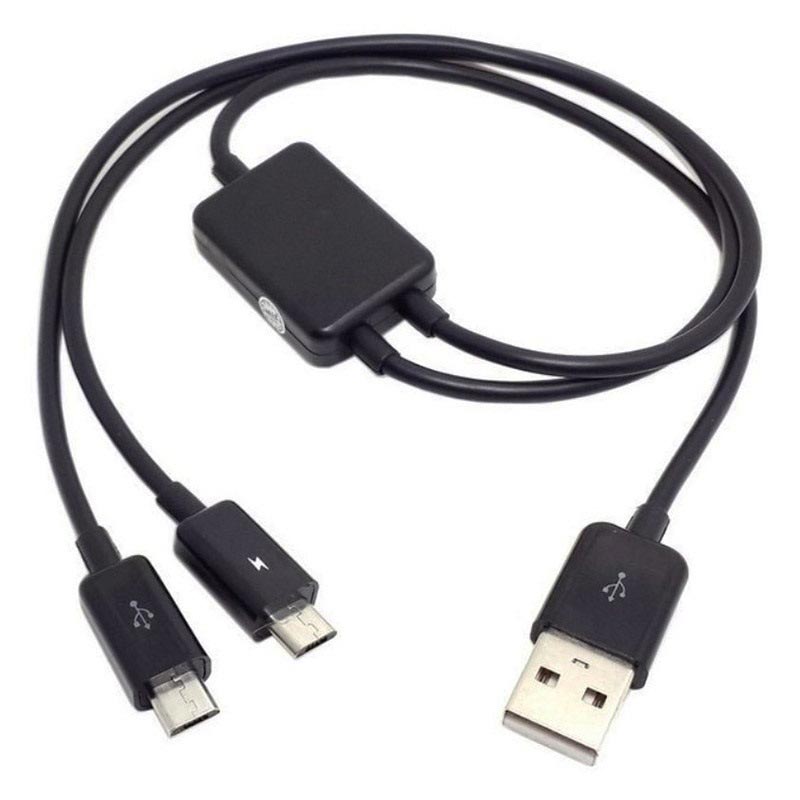 2 in 1 USB / Dual MicroUSB Cable Black