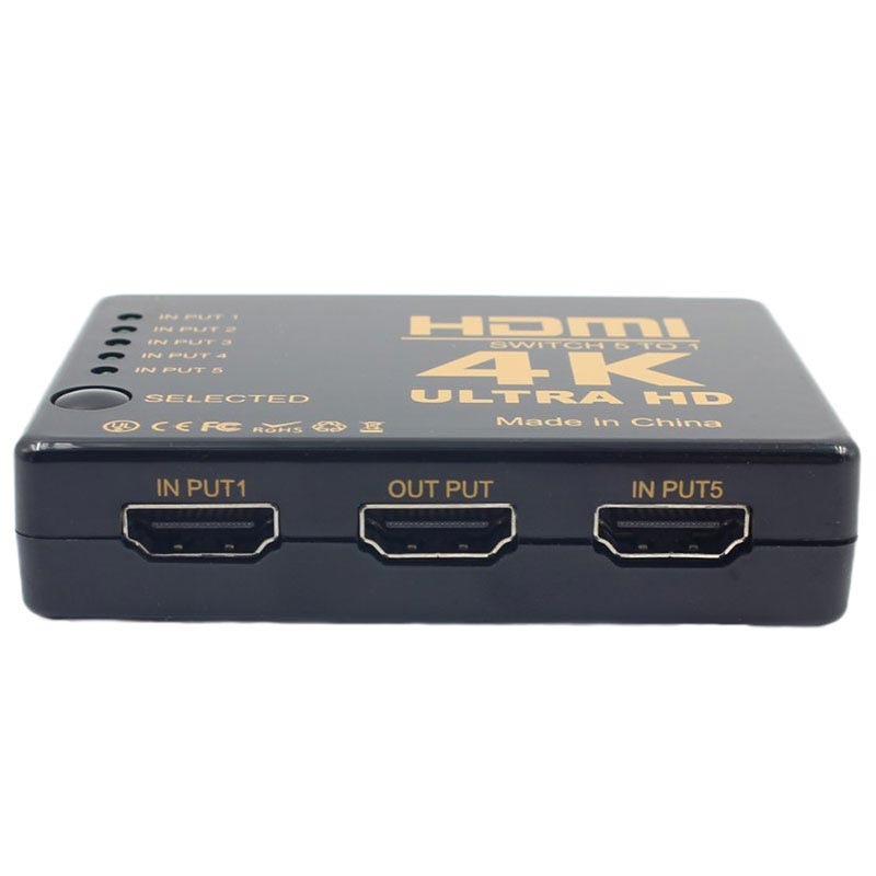 5in1 4K Ultra HD HDMI Switcher with Remote Control Black
