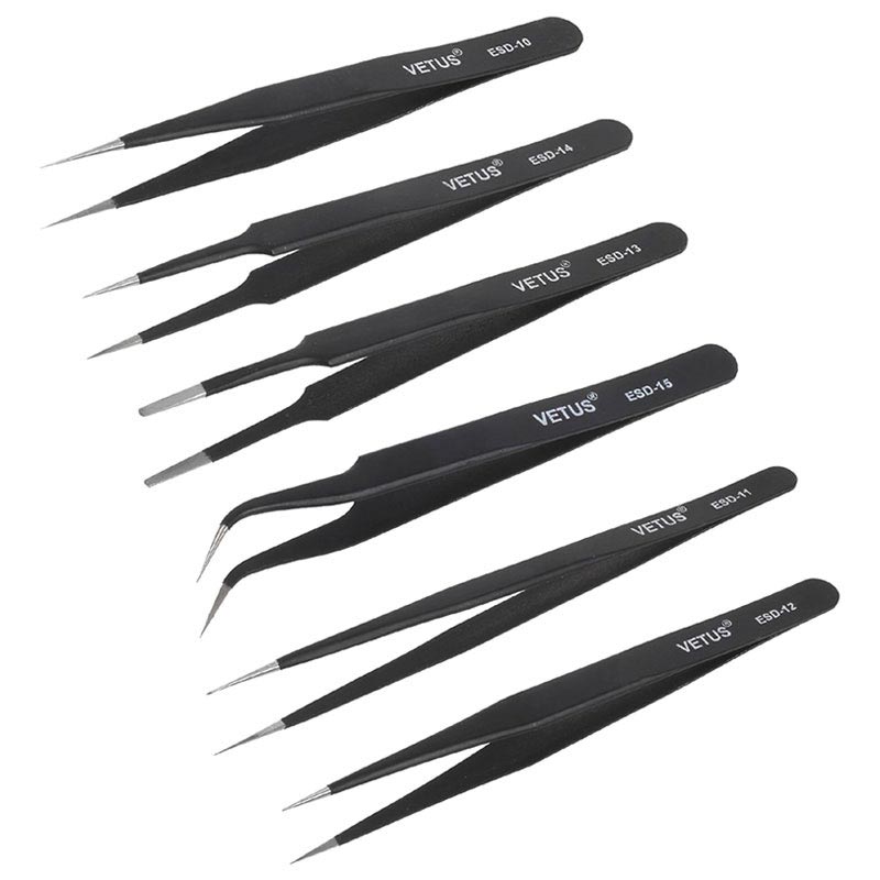 6in1 AntiStatic Stainless Steel Tweezers Set