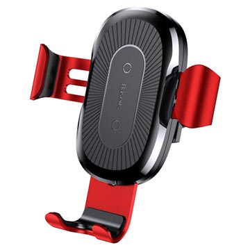 Baseus Gravity Air Vent Car Holder / Qi Wireless Charger - Red