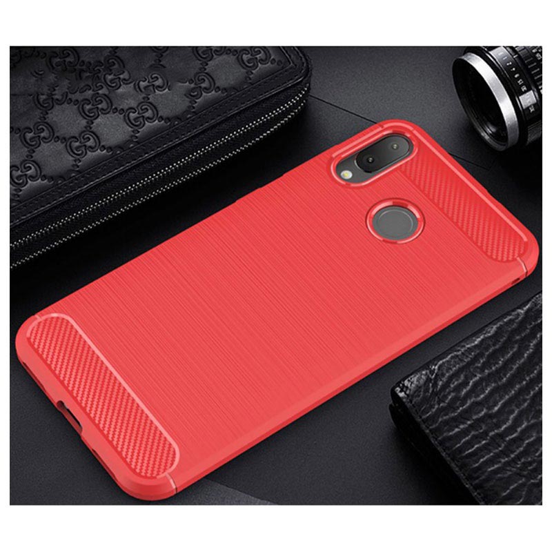 Asus Zenfone Max (M1) ZB555KL Brushed TPU Case - Carbon Fiber - Red