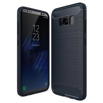 Samsung Galaxy S8 Brushed TPU Case - Carbon Fiber - Dark Blue