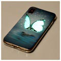 iPhone X / iPhone XS Glow in the Dark TPU Cover - Blue Butterfly