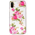 iPhone X / iPhone XS Glow in the Dark TPU Cover - Pink Flowers