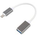 MicroUSB / USB OTG Cable Adapter - 16cm - White / Silver