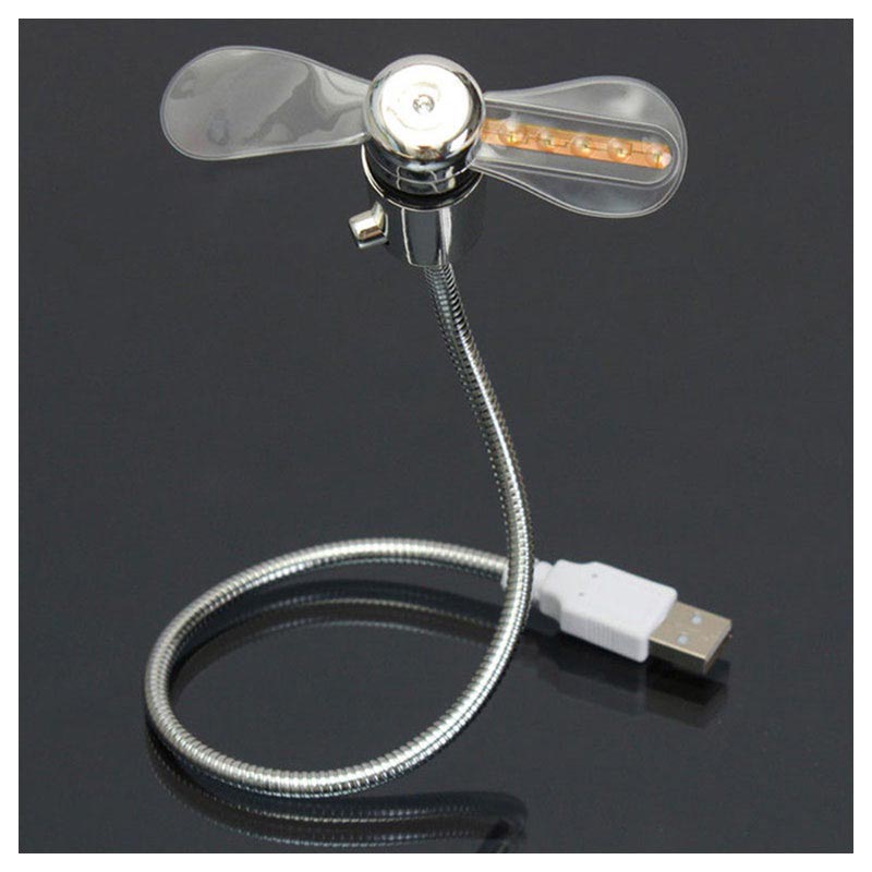 Mini Gooseneck Portable USB Fan with LED Light