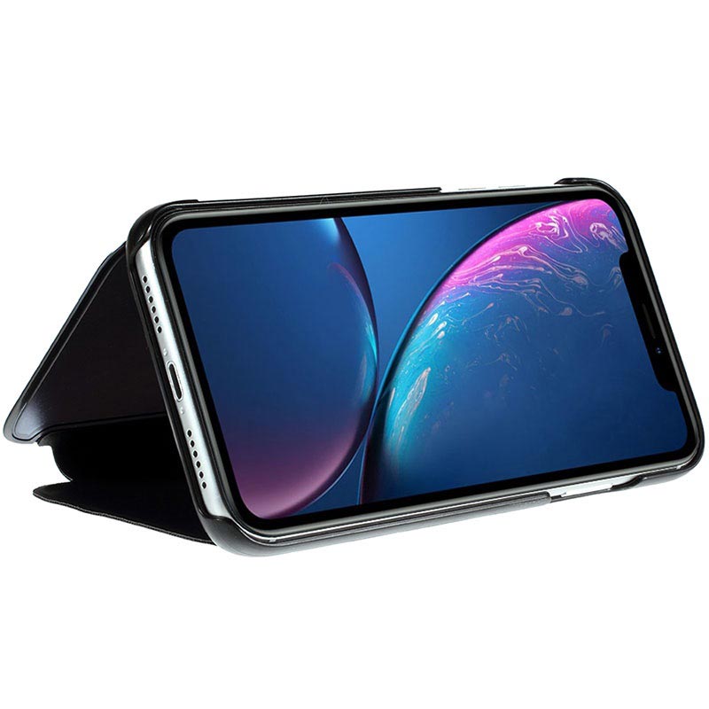 Luxury Series Mirror View iPhone XR Flip Case Black