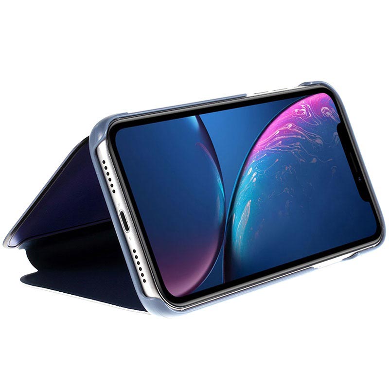 Luxury Series Mirror View iPhone XR Flip Case Blue