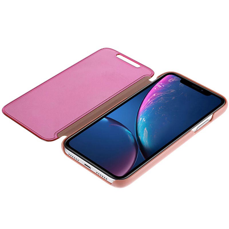 Luxury Series Mirror View iPhone XR Flip Case Rose Gold