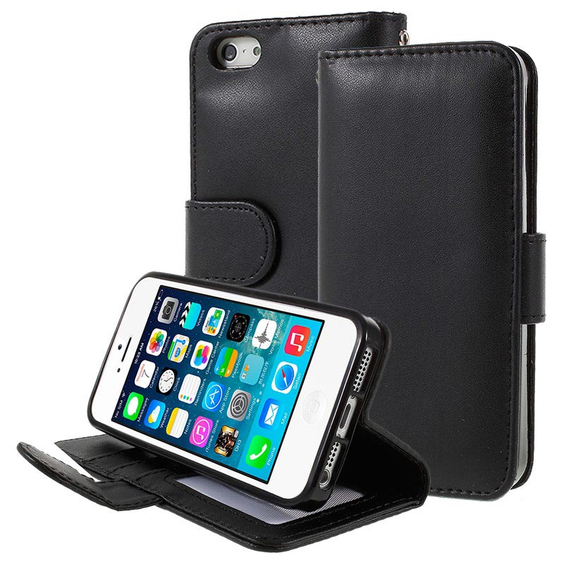 Iphone 5 5s Se Premium Wallet Case With Stand Feature Black