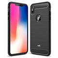 Saii Brushed iPhone XS Max TPU Case - Carbon Fiber - Black