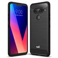 Saii Brushed LG V40 ThinQ TPU Case - Carbon Fiber - Black