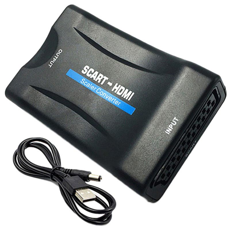 1080P HDMI/MHL to SCART Converter Video Audio Digital Signal to Composite Analog Converter Scaler with USB Cable No Driver Needed Support NTSC and PAL 