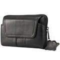 Universal Dual Pocket Horizontal Holster Leather Case - Black