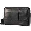 Universal Dual Pocket Horizontal Holster Leather Case - Black