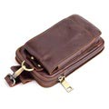 Universal Double Pocket Leather Waist Bag - Brown