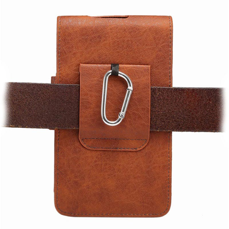 Universal Vertical Belt Clip Holster Case & Card Holder Brown
