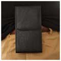 Universal Vertical Belt Clip Leather Case - Black