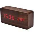 LED Alarm Clock - Wooden Design