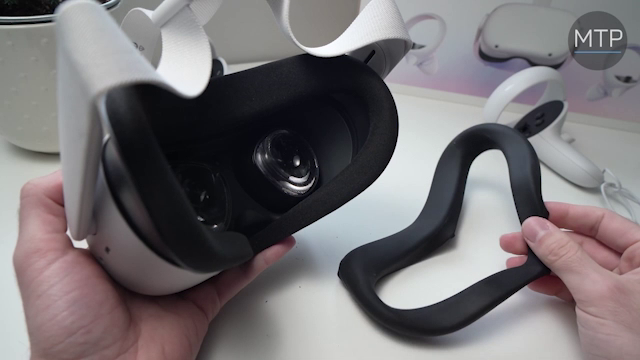 for Virtual Reality Headset Esimen Silicone Face Cover Skin Compatible for Oculus Quest 2 Sweatproof Light Blocking Standard Eye Pad Washable 